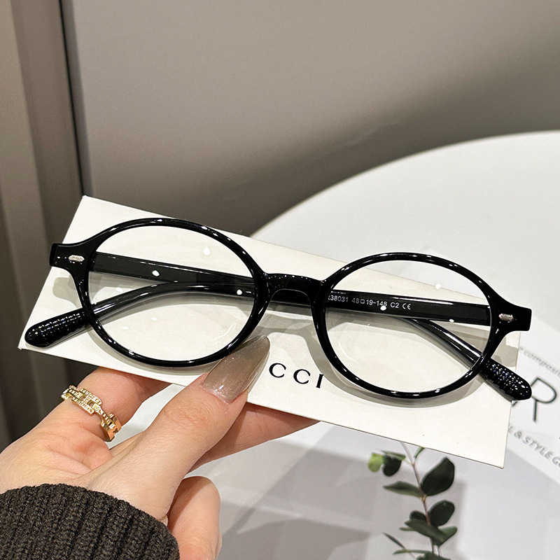 ‌Fake Nerd Oval Frame Women's Tortoiseshell Glasses, Ultra-Light TR90 Plain Face Eyeglass Frames 图3