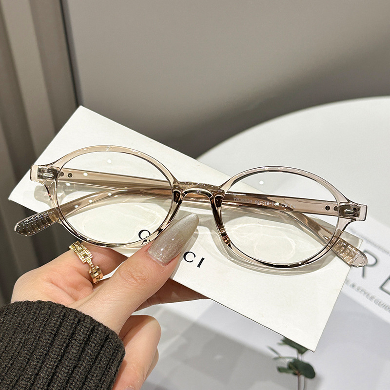 ‌Fake Nerd Oval Frame Women's Tortoiseshell Glasses, Ultra-Light TR90 Plain Face Eyeglass Frames 图6